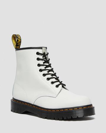 White Men's Dr Martens 1460 Bex Smooth Leather Platform Boots | CA 551ILH